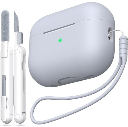 MHYALUDO Kompatibel mit AirPods Pro 2 Generation Hülle, Anti-Fall Weiches Silikon Stoßdämpfung Kompatibel mit AirPods Pro Case Skin Touch mit Schlüsselanhänger und Reinigungsset, Grau