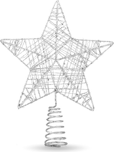 Christbaumspitze Stern - Baumspitze & Tannenbaum Aufstecker für Tannenbaum & Weihnachtsbaum zu Weihnachten Tannenbaumspitze(Silber)
