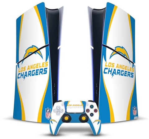 Head Case Designs Offizielle NFL Seitendetails Los Angeles Chargers Vinyl Haut Gaming Aufkleber Abziehbild kompatibel mit Sony Playstation 5 PS5 Slim Digital Edition Console & DualSense Controller