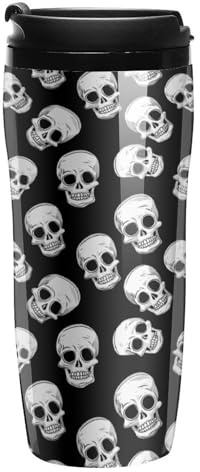 Funny Skull Coffee Mug Portable Travel Coffee Cup Water Bottle Tea Cup with Flip Lid for Women Men 350ml
