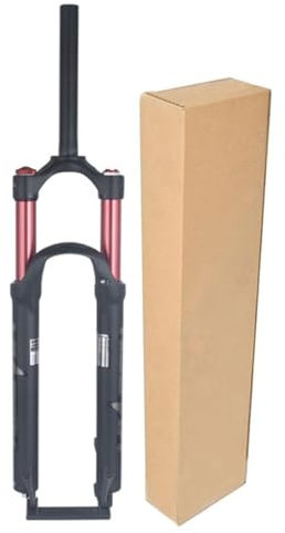 ZECHAO Fourche Avant À Suspension 26/27,5/29 Pouces, Débattement 120 MM Droite, Frein À Disque Dégagement Rapide de 1-1/8 Fourche À Double Chambre À Air En Alliage D'aluminium(Red-Manual Lock,29inch)