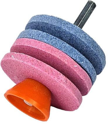 HERO Schleifstein Messerschärfer Rasenmäherschärfer Rasenmähermesser für Bohrmaschinen Doppel Schärfer für Rasenmäher Bohrmessern, Mähern, Sichelmessern, Rotofräsen, Messer Gartenwerkzeuge