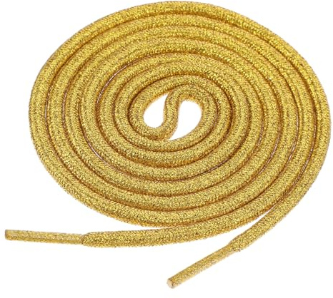 JIEYAO 2Pair Round Glitter Shoe Laces, Bling Sequin Shoelaces Sparkle Shoe Strings for Sneaker Sweatpants Hoodies Accessories(Gold)
