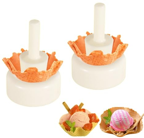 Waffelkegel-Roller, 2 Stück knusprige Waffelkegelform, Eiscreme-Ausrollset, korbförmige Waffelschale,DIY knusprige Eierrolle,Kegelroller-Sets für die Herstellung von Eiszapfen, Waffeln und Eierrollen