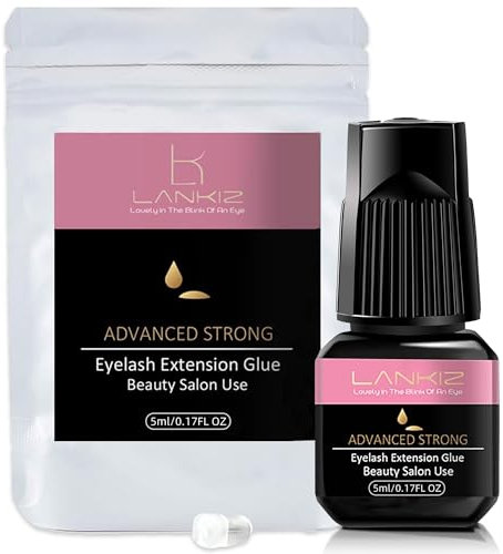 Eyelash Glue for Lash Extensions, Lankiz Individual Eye Lash Glue for Eyelash Extensions, 1-2s Semi Permanent Eyelash Glue with 6 Weeks Retention ( 5ml Advanced Strong )