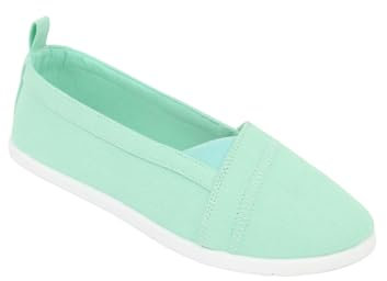 Chums Ladies Dr Keller Wide E Fit Canvas Shoes Slip On with Elasticated Side Gusset Mint 5