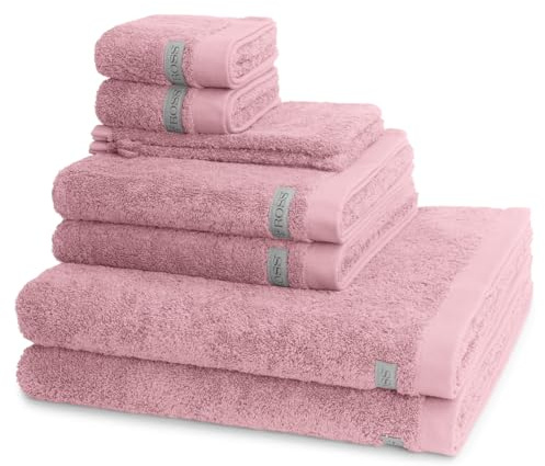 Ross - 8 teiliges Frottier-Set - Sinfonie (2 X Wasch- 2 X Gäste- 2 X Dusch- 2 X Handtuch im Set) - 500 g/m2 - Baumwolle - Walkfrottee - saugstark - weich und flauschig - Altrosa