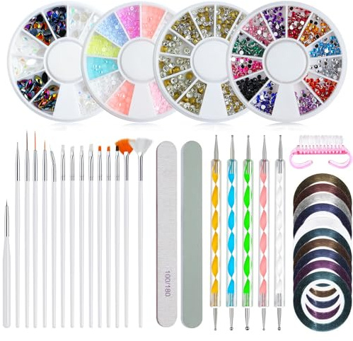 Vielseitige Gel Nagel Maniküre Werkzeuge Nagellack Pailletten Dekoration Kunststift Geeignet Für Zuhause Salon Reisen Zubehör Pinsel Set Punktieren Von Strasssteinen Gel Professionelle