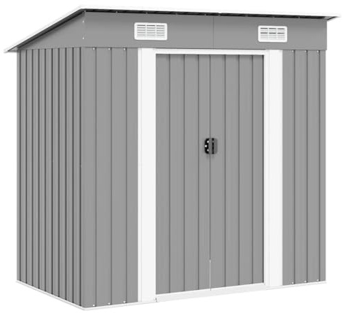 Hommdiy Gartenschuppen Grau Metall