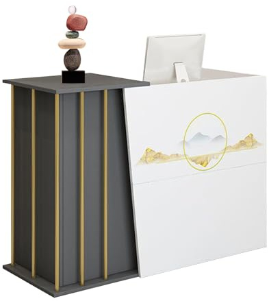 GAOXIAO Rezeptionstheke Empfangstheke Empfangstresen Rezeptionstisch, Rezeption mit Schublade und Offenen Regalen, Modern für Büro für Salon Lobby Einzelhandelsgeschäfte A 140 cm