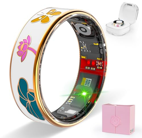 Potewek Smart Ring for Women Men, Fitness Tracker with Sleep, Heart Rate, Step Counter, Health Ring for Android & iOS (White, 9)