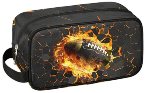 Trousse de toilette de voyage pour garçons et enfants – Trousse étanche à suspendre pour homme, trousse de rasage avec grande capacité pour salle de bain, sport, douche, Ballon de rugby 3D, Bagages