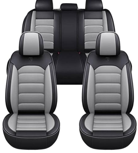 FIENZA Auto Sitzbezüge Set für Dacia Duster 2000-2025, 5 Stück Sitzbezug Auto Set Rücksitz Leder Vordersitze Atmungsaktiv Wasserdicht Und Komfortabel, Sitzschoner Universal(Gray)