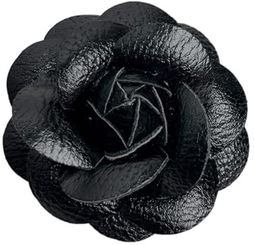 Broche Fleur Camélia 3D Forme de Fleur Epingle en Cuir PU Épingle à Poitrine Élégant Bijoux Ornement Femme Costume Manteau Aiguille Décorations, Einheitsgröße, comme décrit