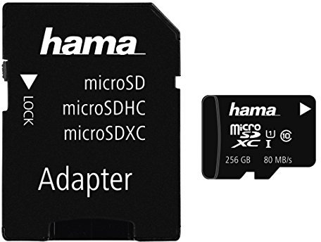 Hama Carte Mémoire Micro SDXC 256GB + Adaptateur (Carte MicroSD Class 10 UHS-I 80 MB/s V10, Garantie 5 Ans, Idéale Photos, Vidéos, Musiques, Console Switch)