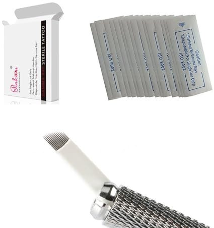 Pinkiou 12 Pin Microblading Nadeln Augenbrauen Tattoo Klingen für Microblading Tool (50 Stück)