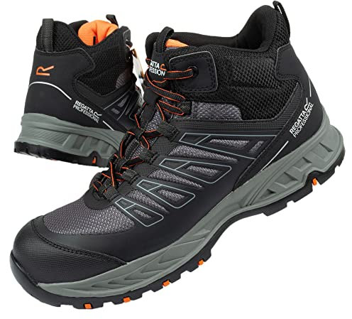 Regatta TRK126 800F47 professionelle Kata S1P Sicherheits-Wanderstiefel, metallfreie Zehenschutzkappe, Schwarz, Größe 47