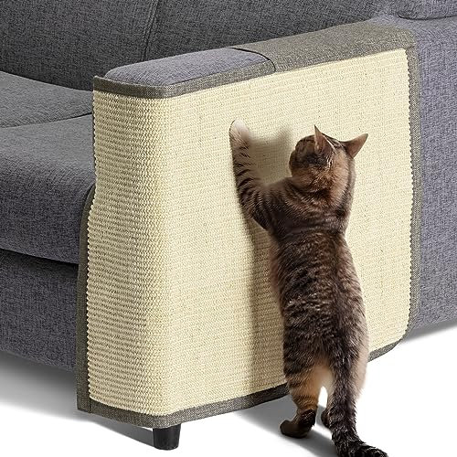 Navaris Rascador para Gatos - Protector para Esquina de sofá o sillón - Afilador de uñas de sisal para Mascotas - para el Lado Izquierdo en marrón