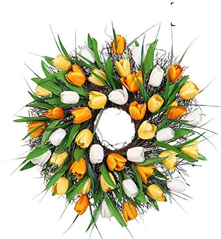 17 Zoll Lange Blattgirlande Home Door Hanging s Ring Wandbehang Ornament Hochzeitsdekoration Spring Party Decor-C, China