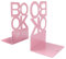 Serre-Livres en Métal Book Alphabet en Forme Antidérapante Presse-Livres Organisateur de Livres pour Bureau, Espace de Travail, Décoration de Maison, Cadeau, 1 Paire (Rose, Hauteur 205mm)