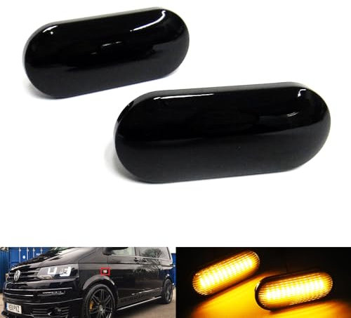 RZG 2x Black Smoked Lens Side Indicator Amber LED Marker Repeater Light For Amarok Bora Caddy Golf III IV B5 Polo Transporter T5 Multivan Up