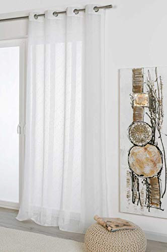 RF My Home Ösenschal Vorhang Gardine lichtdurchlässig weiß 135x245 mit Metallösen Hilde 300268