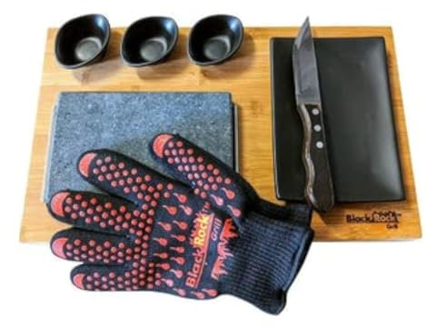 Black Rock Grill Steak on a Stone Grill Set, Sizzling Lava Stone Cooking Set (One Gift Set)