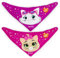 LULABI 44 GATTI GIRL - 2er-Set aus Babylätzchen, 100% aus weicher Baumwolle mit 44 Katzen Aufdruck, Lätzchenpackung, Knopfverschluss, hypoallergen, wiederverwendbar, unisex, 21 x 17 cm - Bunt