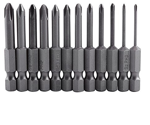12 Stück 50mm Kreuz-Schraubendreher-Bits 1/4 Zoll Sechskantschaft Kurz Schraubendrehereinsätze Set PH00 PH0 PH1 PH2 für elektrische Schraubendreher elektrische Bohrer