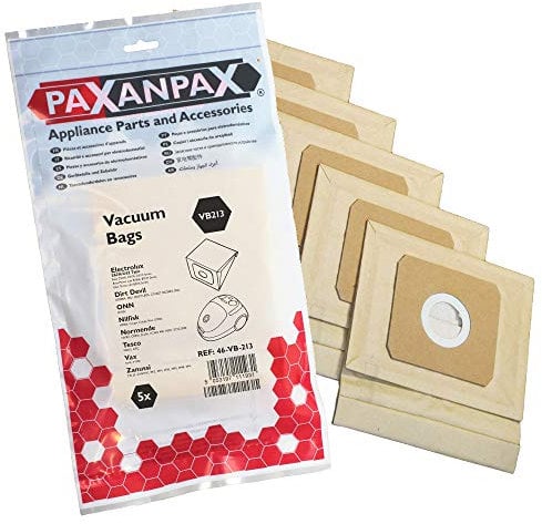 Paxanpax VB213, Compatible Paper Bags Electrolux 'E62N/U62' Boss Z3100, Z3105, Z3115, Boss Power Lite, B3106, B3107, Boss Tronic Lite, B3116 Series (Pack of 5)
