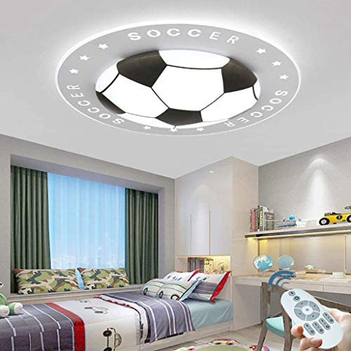 Moderne Kreative Fußball LED Deckenleuchte Kinderzimmer Licht Dimmbar Farbwechsel Junge Mädchen Augenschutz Deckenleuchte Wohnzimmer Schlafzimmer Kindergarten Dekoration Licht,Schwarz,42CM 24W