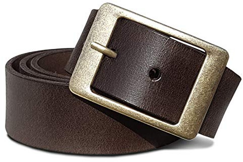 ROYALZ Vintage Ledergürtel Damen für Jeans Anzug Hosen Frauen Gürtel 4 mm starker Voll-Leder 38 mm Damengürtel, Farbe:Dunkelbraun, Größe:Bundweite 100 cm = Gesamtlänge 115 cm