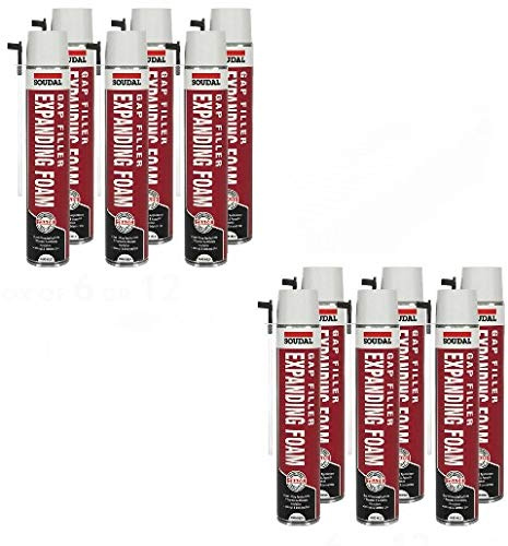 12x Soudal Soudafoam Gap Filler PU Expanding Foam Hand Held 750ml