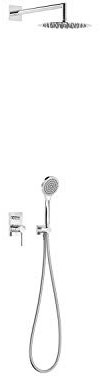 Kit de grifo monomando empotrado de 2 vías para ducha, gama Max-Tres, con rociador a pared de 25 cm de diámetro y ducha de mano, acabado cromo (referencia: 6298004)