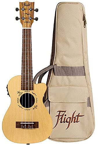 Flight, Konzert-Ukulele, 4-saitig, Fichte und Zebraholz, DUC328CEQ