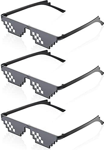 Fiada Coole Brillen 3 Stück Lustige Brillen Pixel Sonnenbrillen Spielzeugbrille Party Brillen für Halloween Karneval Geburtstag Mosaik Brillen Foto Requisiten Fasching Brillen für Männer Frauen