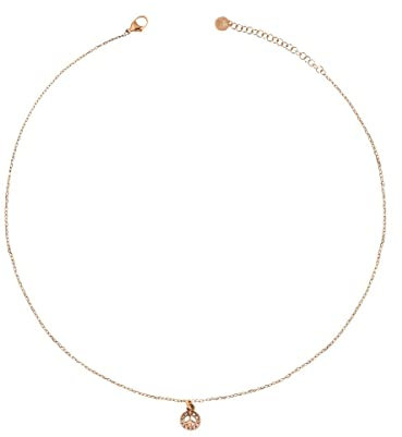 Rue des Mille Girocollo Donna Argento 925 Catena e Pace Zirconi Oro Rosa | Collana Donna Argento 925 | Collana Argento Donna Finito a Mano Nei Dettagli Con Una Potente Carica Sentimentale