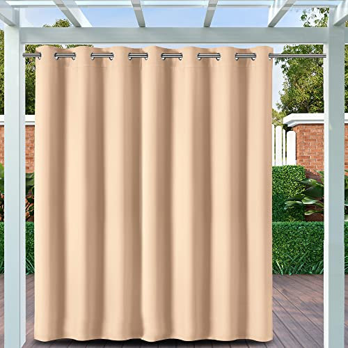 Clothink Outdoor Vorhang Wetterfest Mit Ösen, Outdoorvorhänge Wasserdicht Outdoor Gardinen Sonnenschutz Sichtschutz für Balkon Pergola Terrasse Veranda (255x245cm, 1 Stück, Beige)