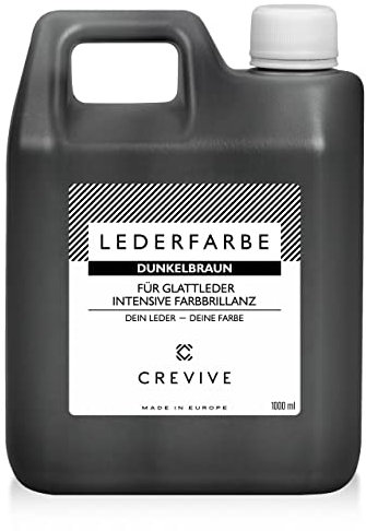 CREVIVE Lederfarbe 1000 ml – Farbe wählbar – für Echtleder und Kunstleder zum färben und umfärben von Leder – Dunkelbraun