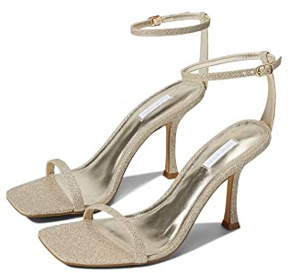NINE WEST Women's Yess Heeled Sandal, Gold/Glitzer, 39 EU