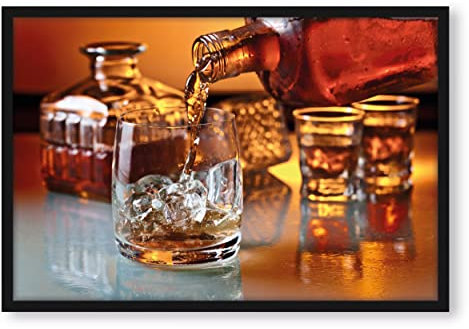 Pixxprint Edler Whiskey, Poster im Bilderrahmen, Format: 100x70cm, Kunstdruck gerahmt