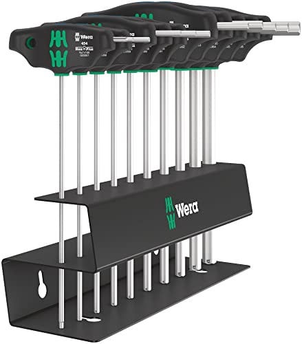 Wera 05023454001 454/10 HF Set Imperial 2 Juego de destornilladores de mango en T Hex-Plus con función de retención, en pulgadas, 10 piezas, Negro