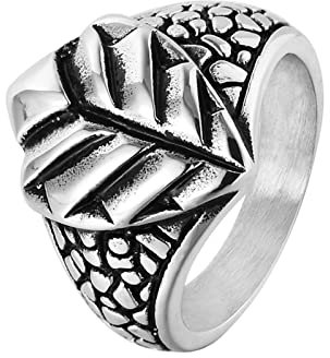 Stfery Goth Ringe Set, Eboy Rings Blätter Hochzeit Ring zum Valentinstag Silber, 65 (20.7)