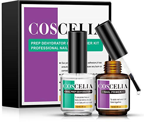 COSCELIA Nail Prep Dehydrator & Nail Primer, 2PCS * 15 ml Professional Nail Prep Primer Schnelle Lufttrocknung für Gel Nagellack Acrylpulver, Primer für Gelnägel Nail Art Geschenke für Frauen