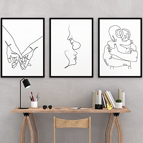 GVOZI Kunstdrucke Auf Leinwand Couple Love Abstract One Line Drawing Art Posters And Prints Modern Minimalist Wall Art Pictures Canvas Painting Bedroom Decor 40x50cm