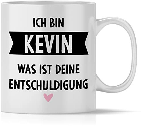 mindmonkeys® Tasse mit Spruch Ich bin Kevin mit Spruch Witzig als Dankeschön Keramik 300 ml
