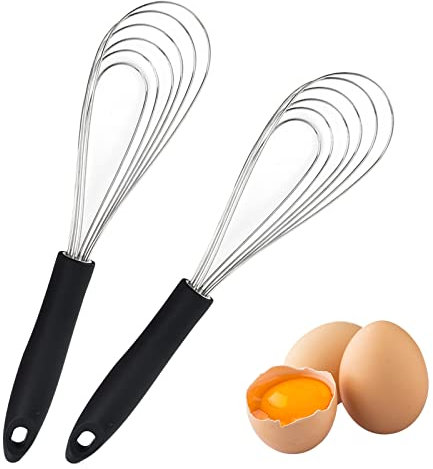 Lot De 2 Fouets Cuisine De Fouets En Acier Inoxydable Et Silicone Antiadhésif,27cm Fouet Acier Inoxydable, Mousseur à œufs Pour La Cuisson, Le Mélange