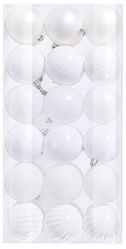 36 palline di Natale per albero di Natale infrangibili decorazioni per albero di Natale, palla da appendere per feste, matrimoni, decorazioni decorative in vetro con nappa (bianco, taglia unica)