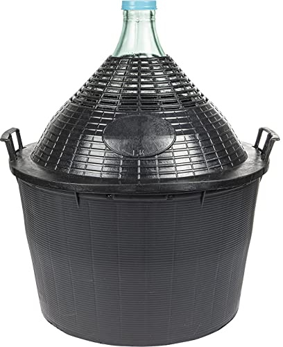 DIAH Do It At Home 34L Narrow Neck Glass Demijohn Carboy with Plastic Basket - Large Clear Fermentation Jug for Homebrew Wine Making, Mead, Cider & Bulk Liquid Storage
