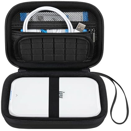 Canboc Hartschalenkoffer für Canon Ivy 2 Mini/Canon Ivy Mini Fotodrucker Mobile Wireless Bluetooth Instant Camera Drucker, Reißverschluss Mesh Tasche fit Fotopapier Kabel, Schwarz+Schwarz